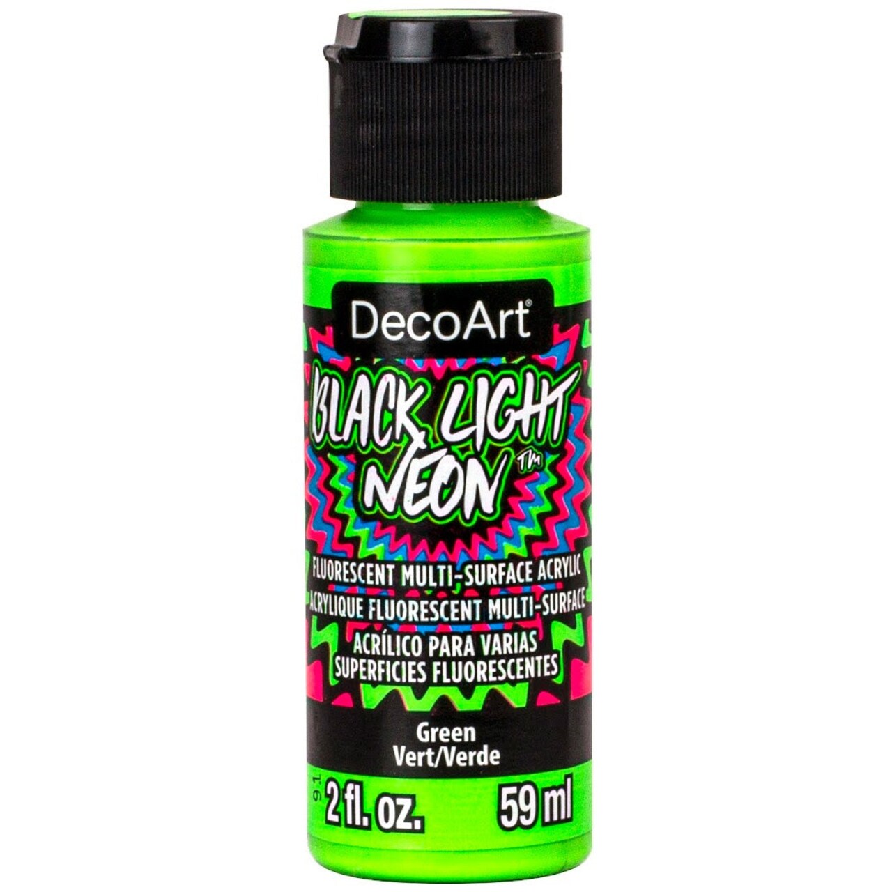DecoArt Black Light Neon Acrylic Paint 2oz – Fluorescent UV Reactive Acrylic for Craft, Art, DIY & Party Projects